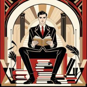 Art Deco Man with Books