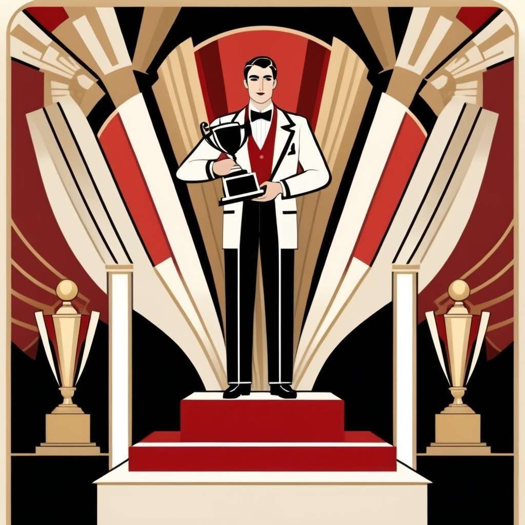 Art Deco Style Image of a Man Winning an award